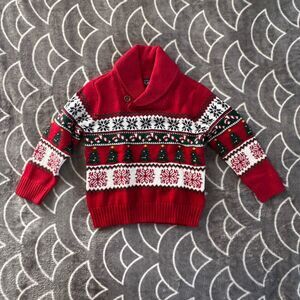 Children's Place Classic Red Long Sleeve Christmas Print Baby Sz 18-24M NWT